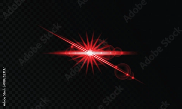 Fototapeta Vector lens flare light effect with transparent sunlight rays