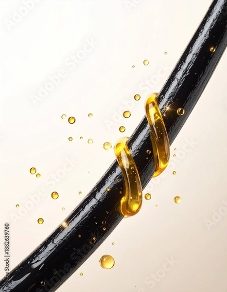 Fototapeta ツヤと補修を両立するキューティクルケア ヘアオイルマクロ表現 ジェネレーティブAI