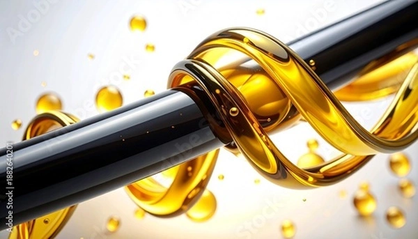 Fototapeta キューティクルを包み込む濃密ヘアオイル 髪補修マクロイメージ ジェネレーティブAI