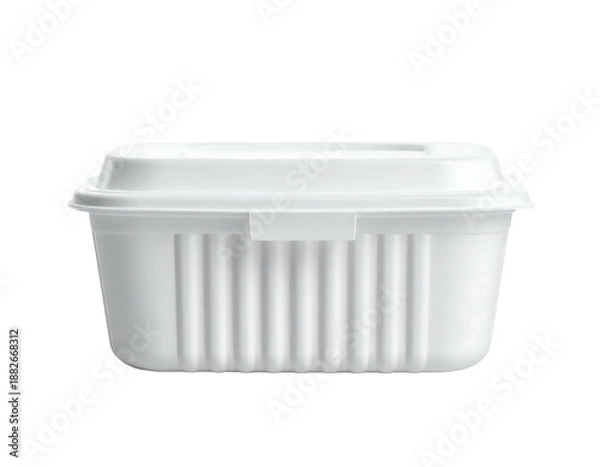 Obraz White rectangular food container with ribbed sides and a fitted lid