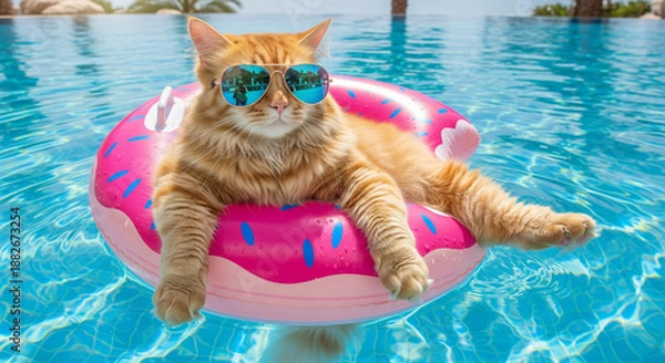 Fototapeta cat in the pool
