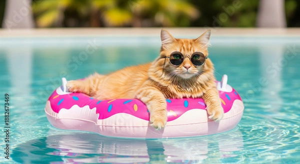 Fototapeta cat in the pool