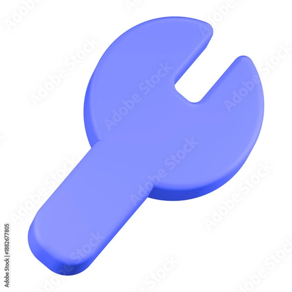 Obraz setting wrench icon 3d render blue color