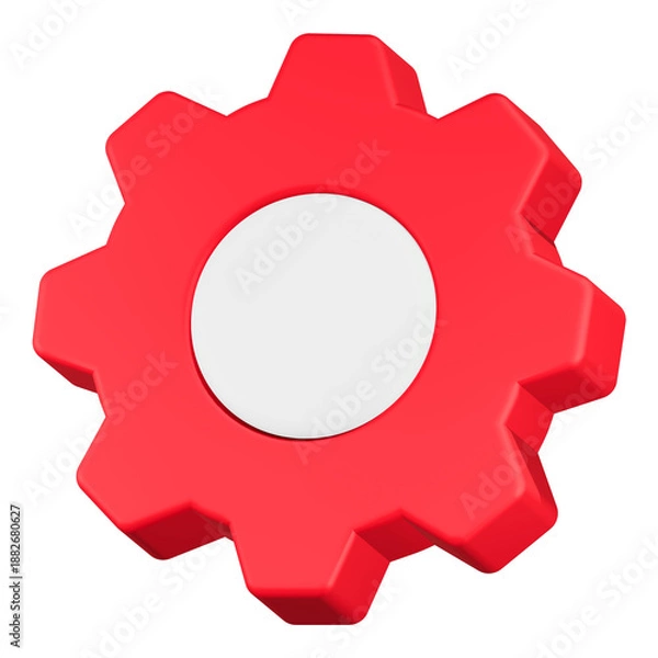 Obraz setting gear icon 3d render red color
