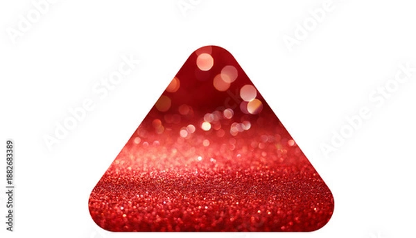 Obraz red glitter triangle isolated on white background