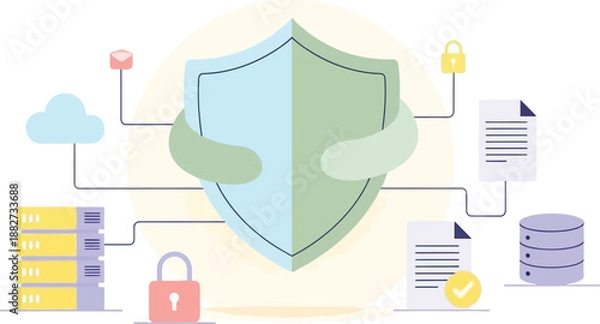Obraz digital security shield representing cybersecurity protection and data safety concepts
