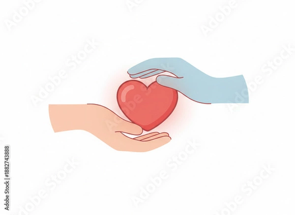 Fototapeta Generative AI
手から手へ想いをつなぐハートのフラットイラスト