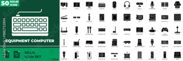 Obraz Equipment Computer Solid Editable Icons set