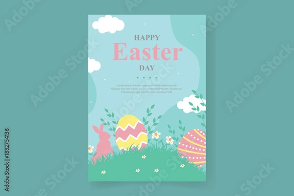 Fototapeta Flat Easter celebration background template