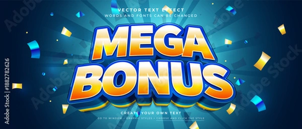 Obraz 3D Mega Bonus text effect on teal sunburst background