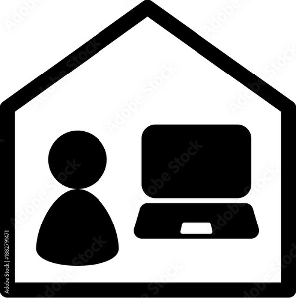 Obraz 在宅ワークをイメージしたシンプルなアイコン