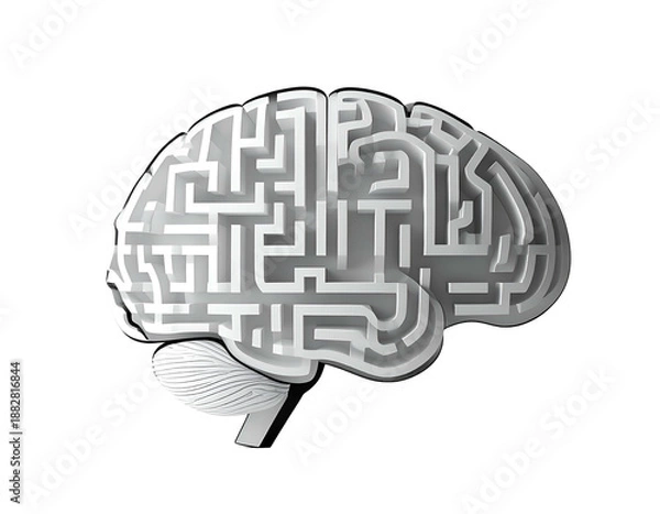 Obraz Human Brain with Maze Illustration.
