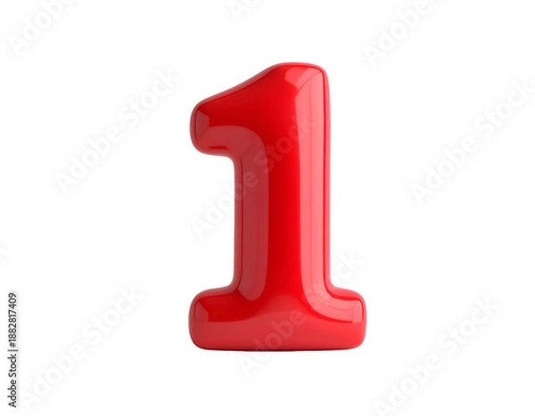 Obraz Red Number One Plastic Digit.