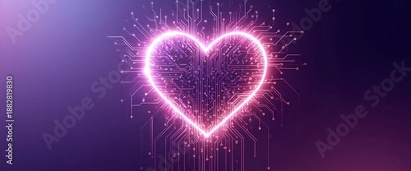 Obraz Digital heart design with circuit patterns and a soft background