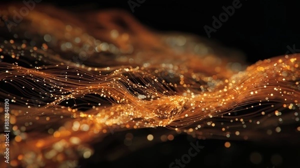 Obraz Glowing data movement creates patterns in dark space with vibrant lines and lights