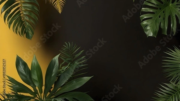 Obraz Trendy Gold Monstera Palm Leaf Texture