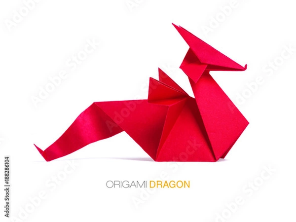 Obraz Origami red paper dragon