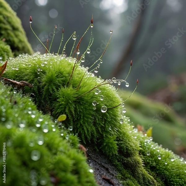 Obraz close-up-moss-and-droplets