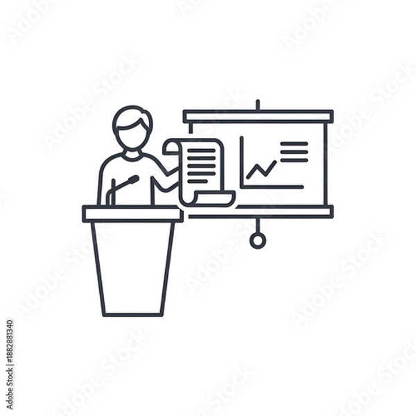 Obraz Public Speaking and Presentation Line Icon.