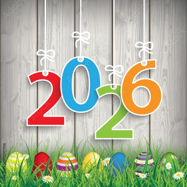 Fototapeta Colored Easter Eggs Grass 2026