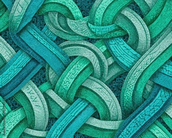 Obraz Abstract Intertwined Teal And Turquoise Pattern