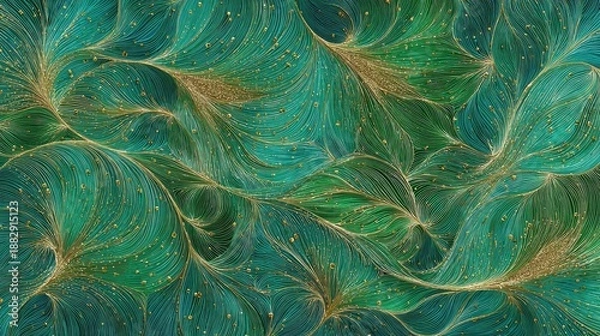 Obraz Abstract Teal Green And Gold Patterned Background