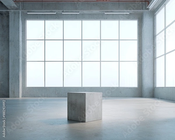 Obraz Empty Concrete Room With Display Cube