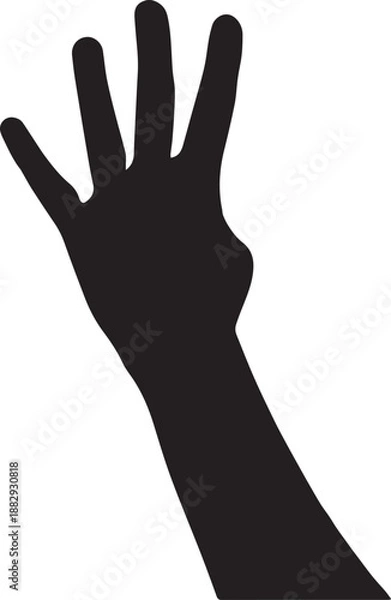 Obraz Four Number Hand Gesture Vector Silhouette