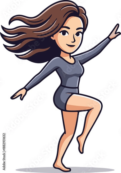 Obraz Girl Happily Dancing Vector Design