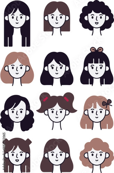 Obraz 2D Characters With Different Hairstyle 