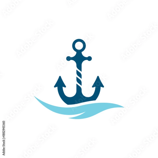 Fototapeta Anchor Emblem on Waves