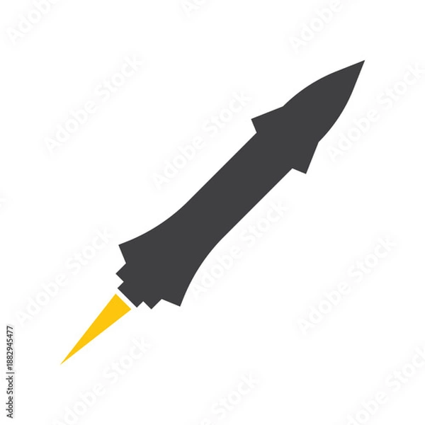 Fototapeta Rocket Launching With Orange Flame