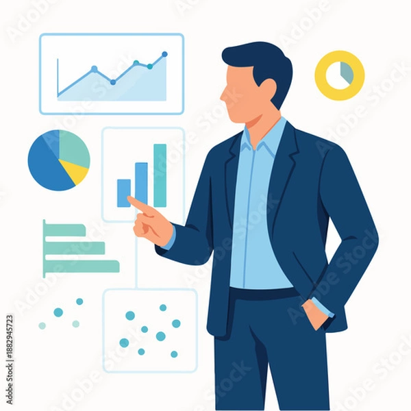 Obraz Data Analyst Interpreting Business Analytics And Visual Insights illustration