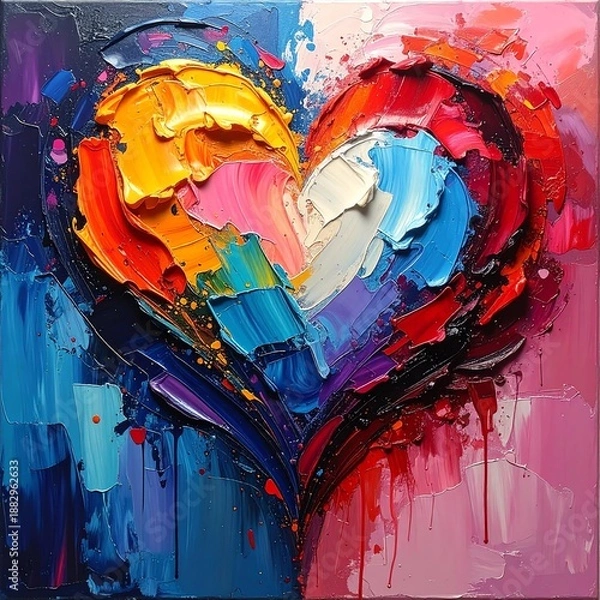 Fototapeta buntes Herz - Acryl- oder Ölfarbe