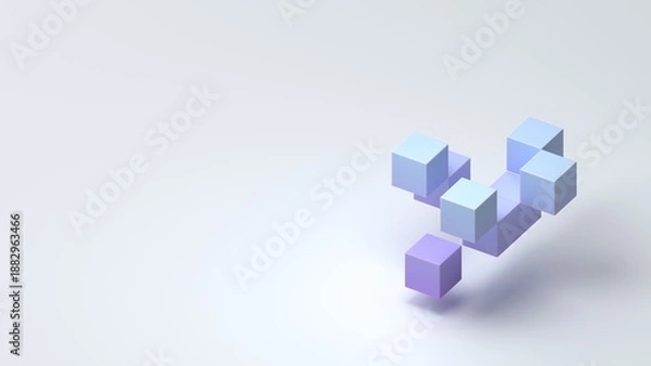 Obraz Structure of cubes on a light background, 3d render