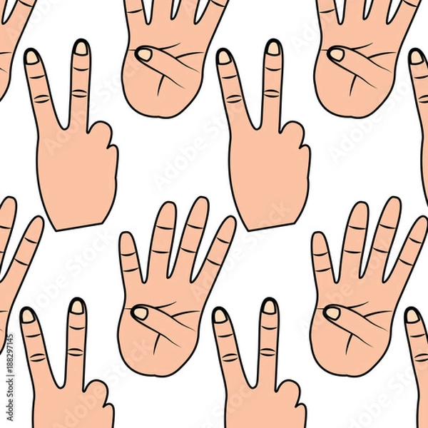 Obraz hands showing different numbers counting pattern vector illustration