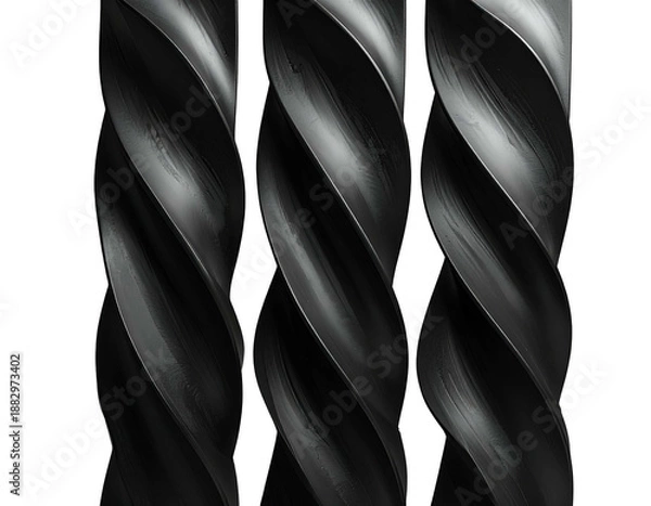Obraz Three Black Twist Drill Bits Closeup.