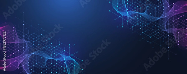 Obraz Abstract digital blockchain cube blocks concept. 3D big data cubes quantum computer technology idea. Artificial intelligence data core cubes design element