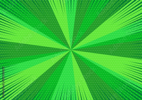 Obraz 派手なアメコミ風の集中線サンバースト背景素材 A3 A4 白銀比 緑