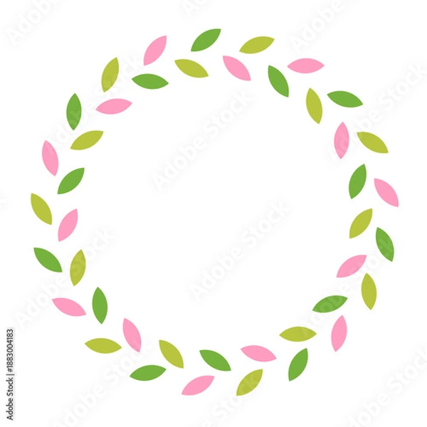 Obraz 葉っぱ フレーム ひな祭りカラー ピンク グリーン