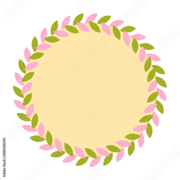 Obraz 葉っぱ フレーム ひな祭りカラー ピンク グリーン