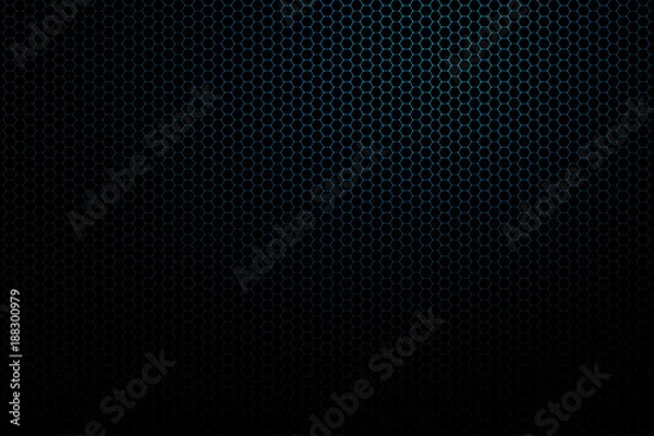 Obraz Abstract gradient dark blue background with white hexagon mesh.