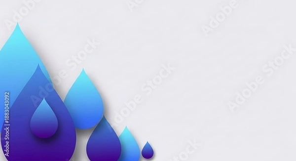Obraz Blue gradient water drop shapes on light background