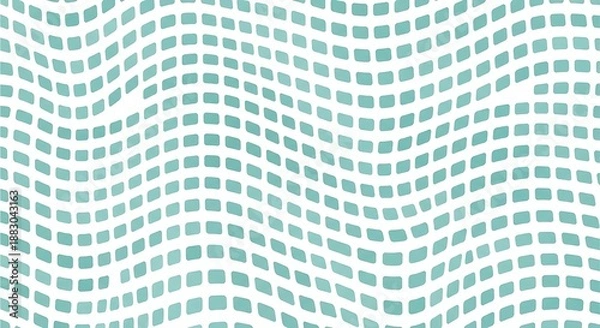 Fototapeta Wavy teal square grid pattern abstract background