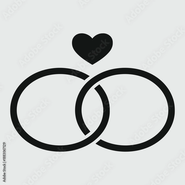 Obraz Interlocking Wedding Rings with Heart Icon