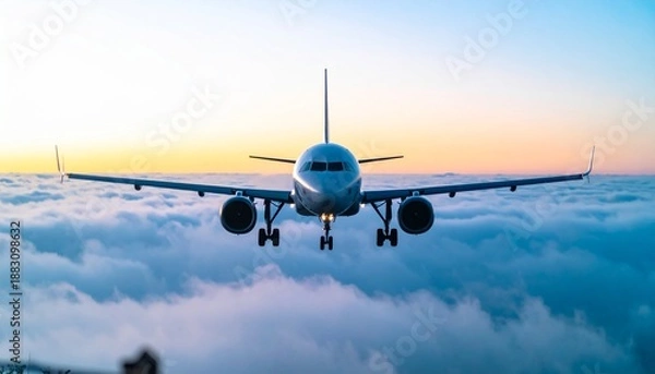 Obraz 旅路 飛翔 雲海 黄昏 壮大 自由 翼 航路 未来 高揚感 到達 挑戦 悠久 展望 静寂 技術 境界 希望 煌めき 没入 帰還