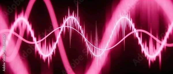 Obraz エッジの効いた電気ピンクの波形アート