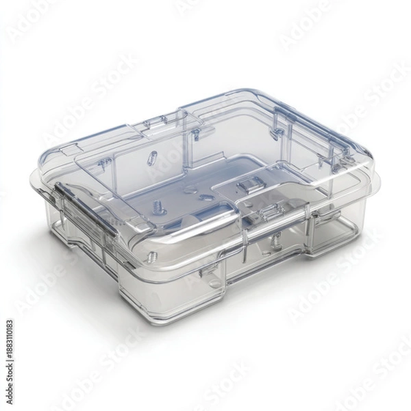 Obraz Clear plastic storage box isolated on transparent background