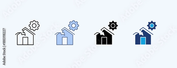 Fototapeta Disaster Management Multiple Icon Illustration Vector