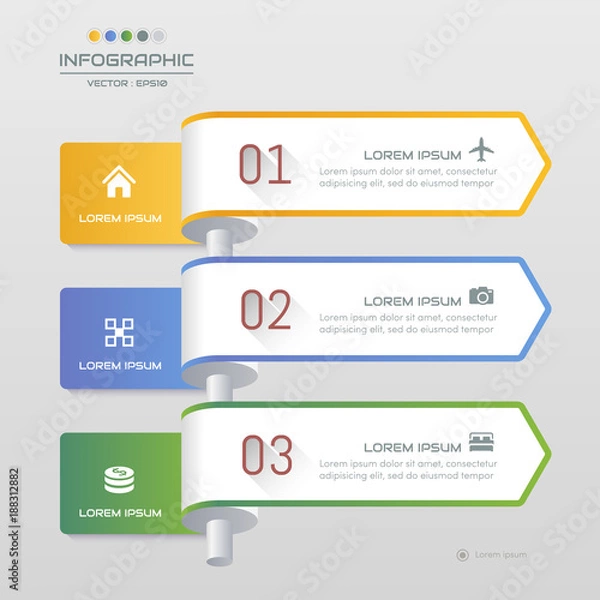 Obraz Infographics design template with icons, process diagram, vector eps10 illustration